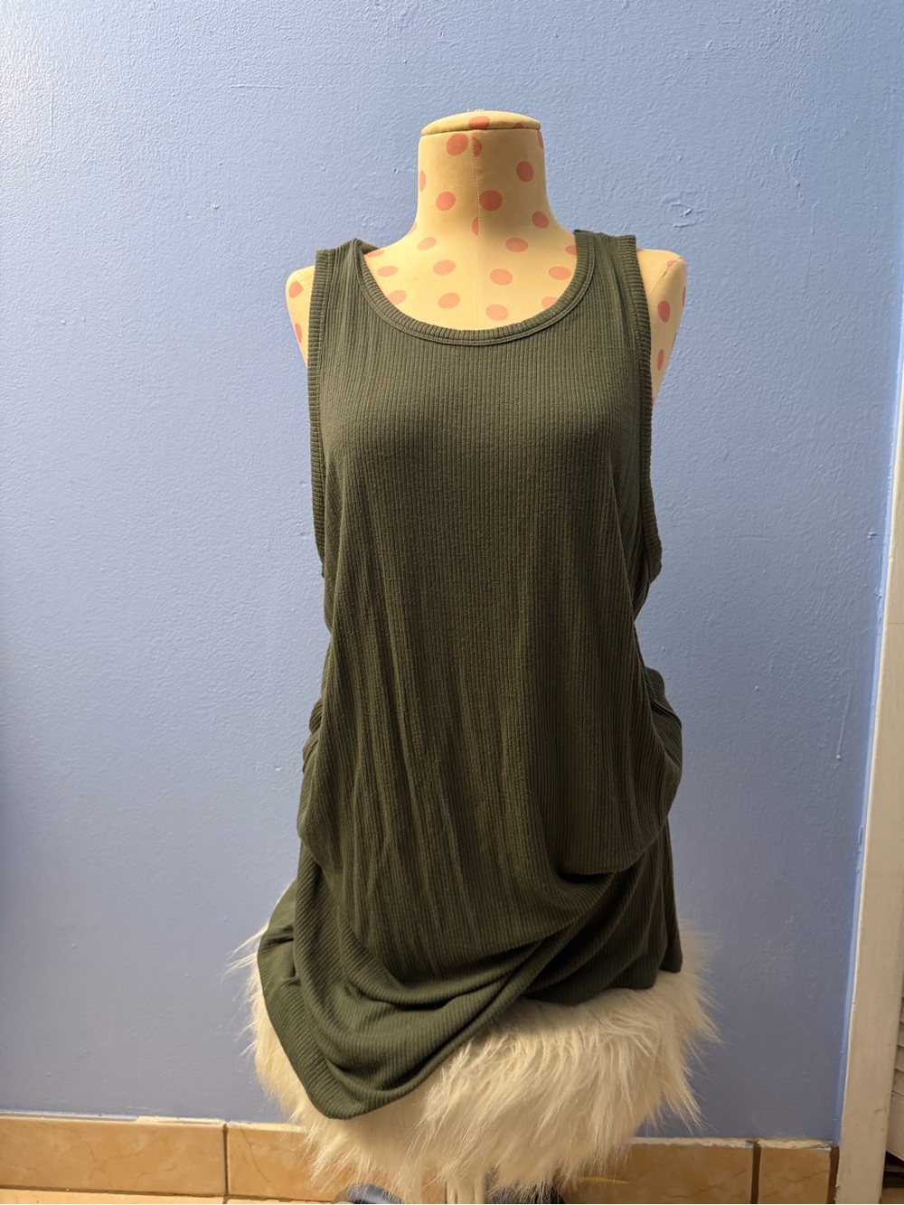 Mossimo Supply Co. Olive Green Ribbed Scoop Dress